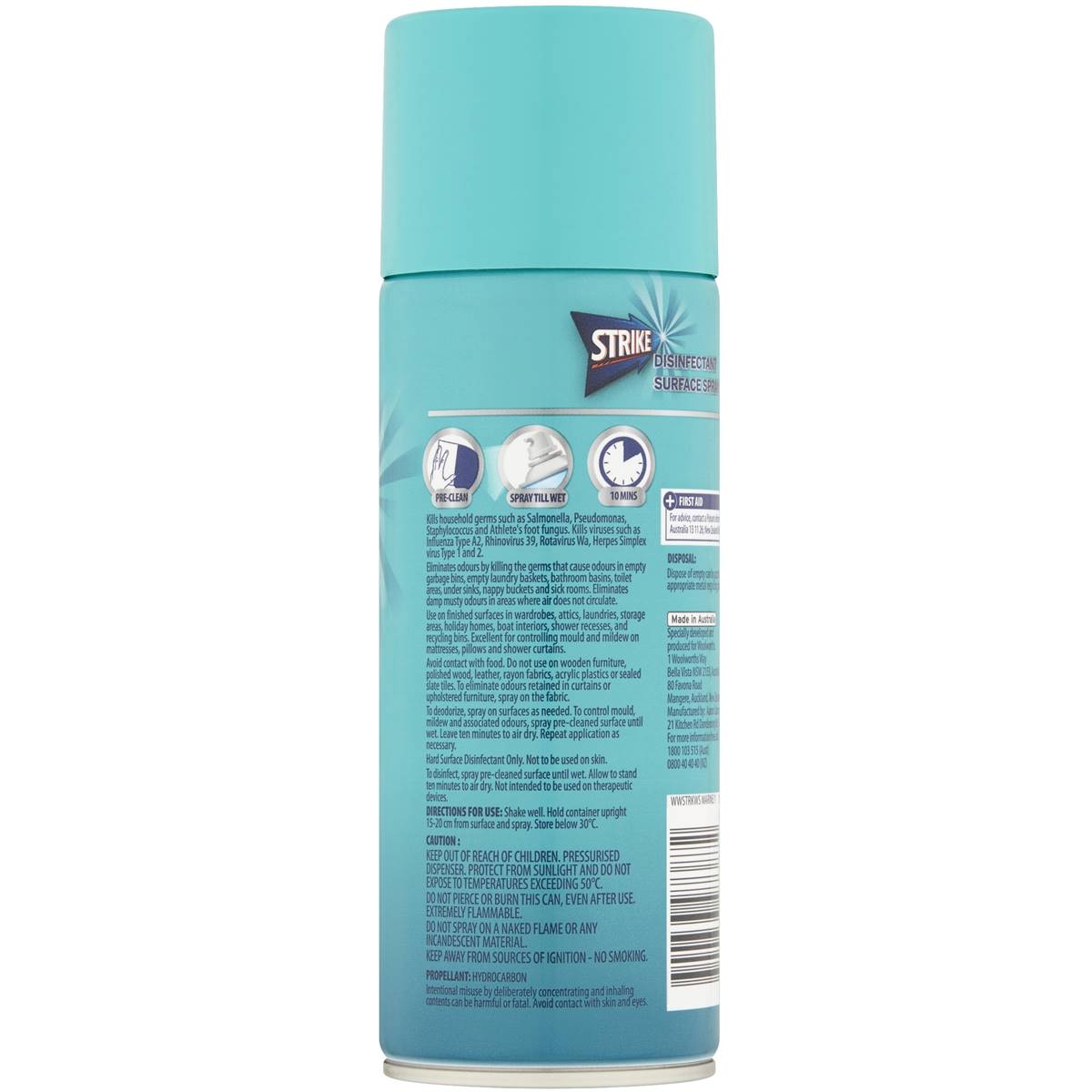 Strike Aerosol Disinfectant Hospital Grade Marine Fresh 300g Woolworths
