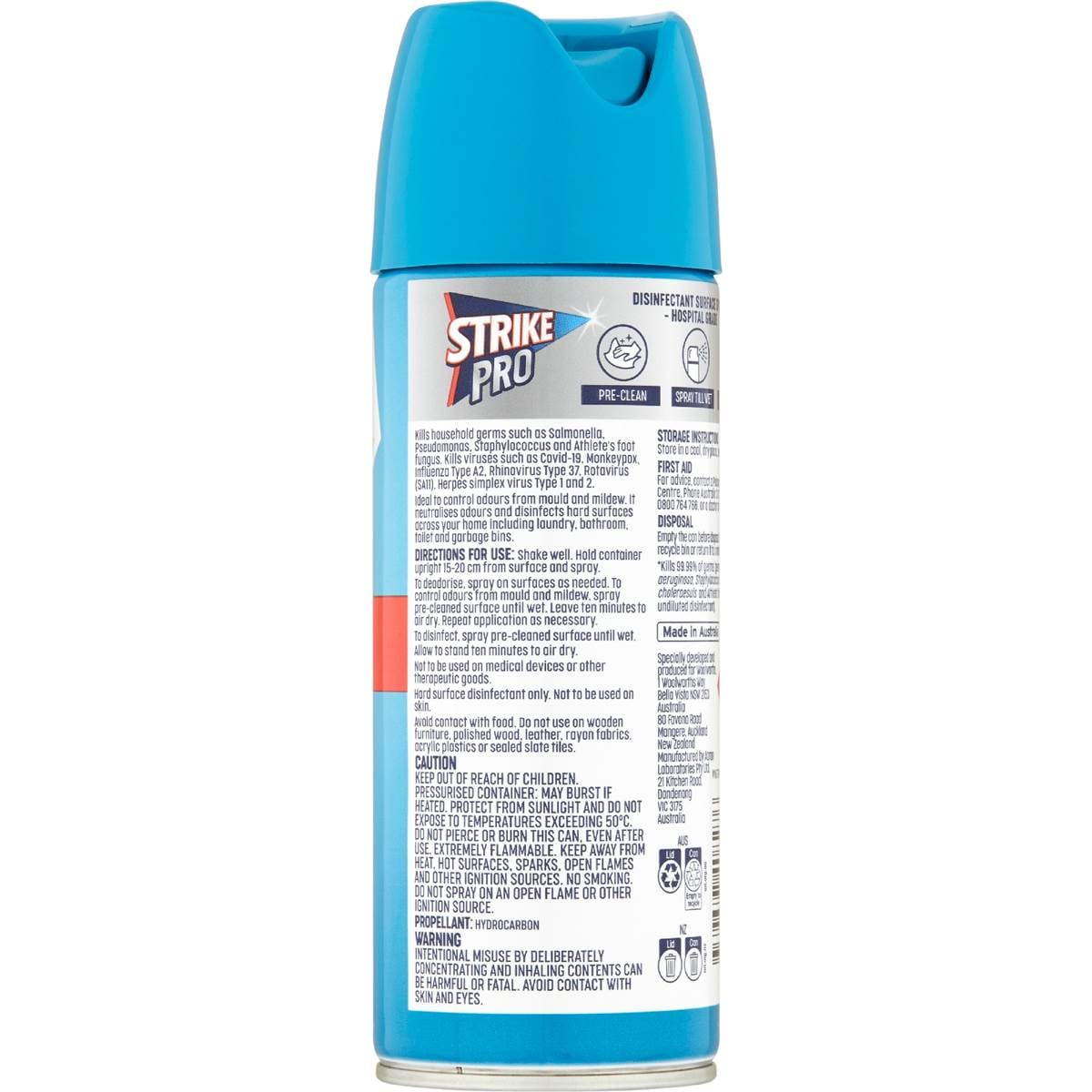 Strike Aerosol Disinfectant Hospital Grade Marine Fresh 300g Woolworths