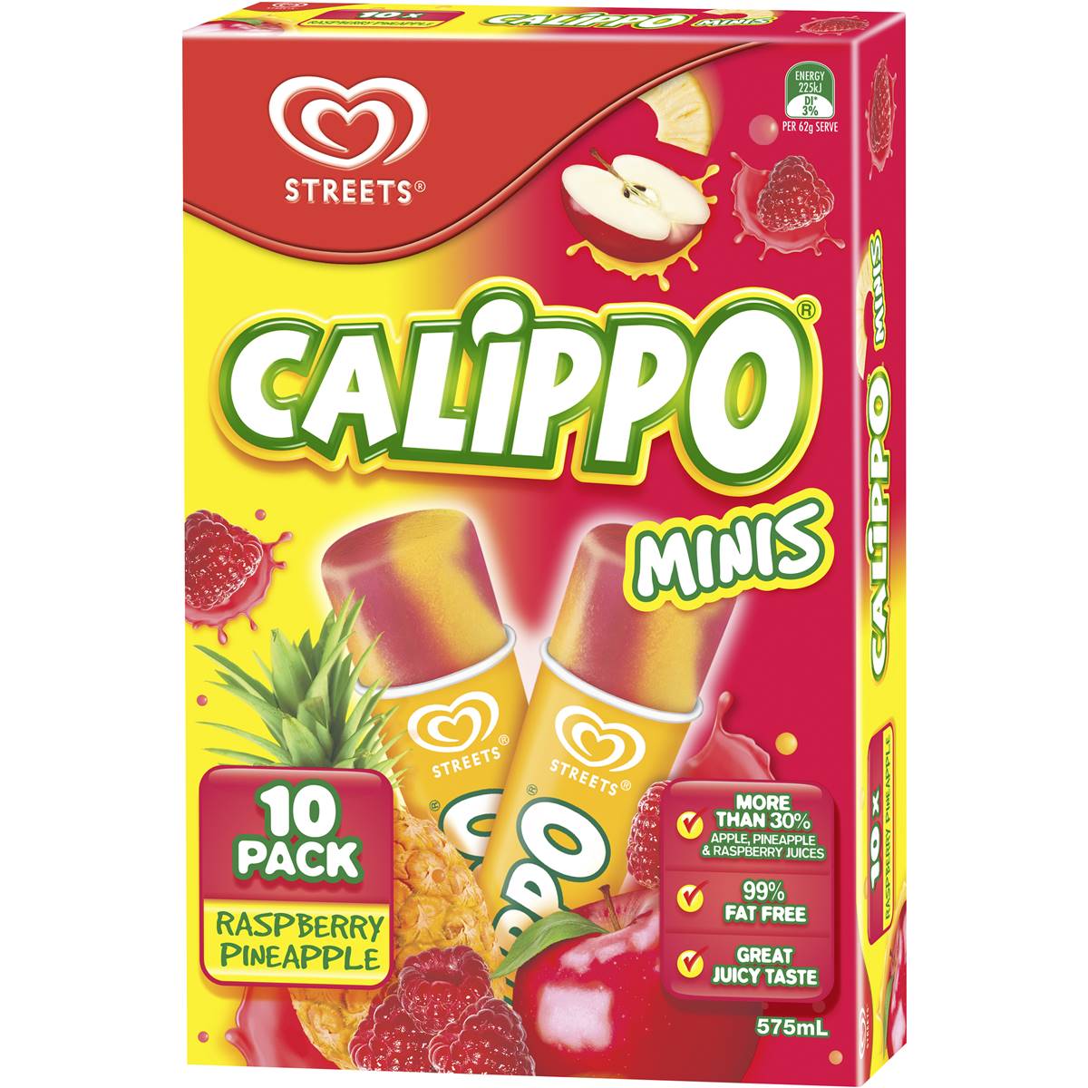 Calippo Mini Water Ice Raspberry & Pineapple 10pk 570ml Woolworths