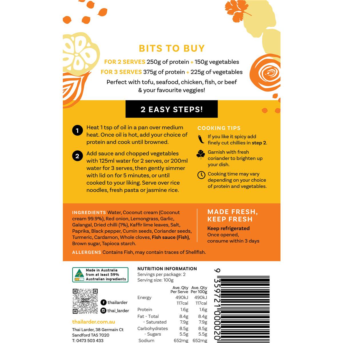 Thai Larder Fresh Massaman Curry Sauce 200g Woolworths