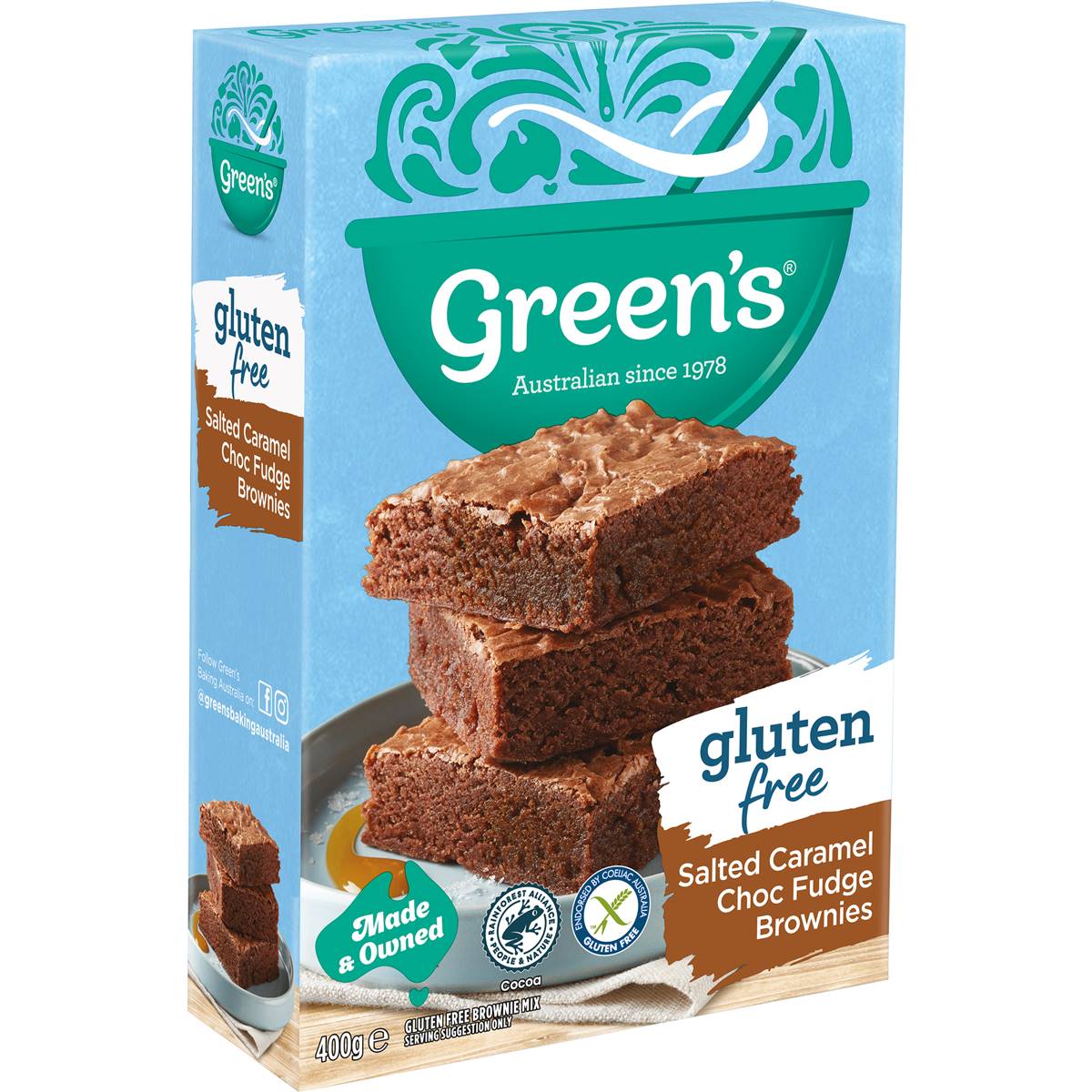 Green's Gluten Free Salted Caramel Choc Fudge Brownie Mix 400g Woolworths