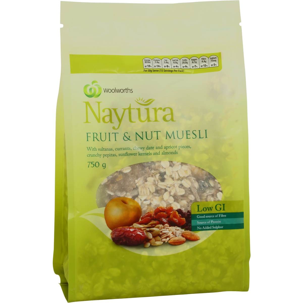 Woolworths Naytura Muesli Fruit & Nut 750g Woolworths