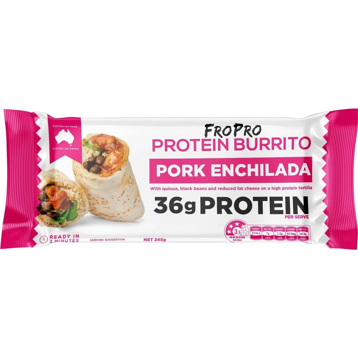 Fropro Protein Burrito Enchilada Pork 245g Woolworths