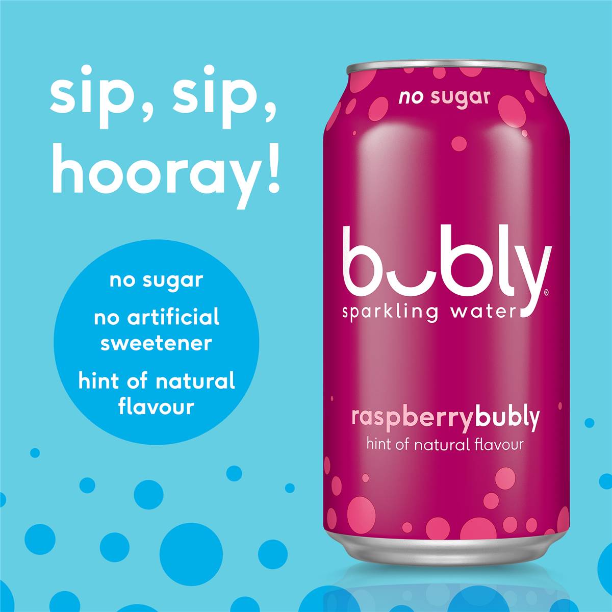 Bubly Sparkling Water With Raspberry Cans 375ml X 8 Pack | Woolworths