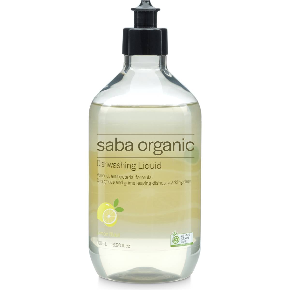 Saba Organics Dishwashing Liquid Lemon Blast 500ml Woolworths