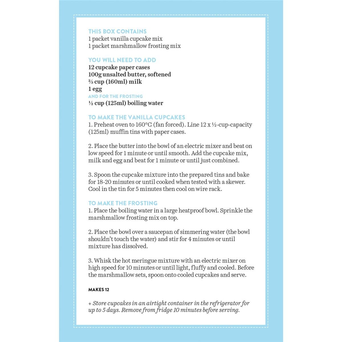 Donna Hay Vanilla Cupcake Mix With Marshmallow Frosting 560g Woolworths