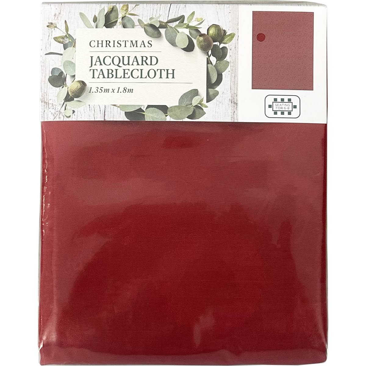 Christmas Jacquard Tablecloth Red 135 X 180cm