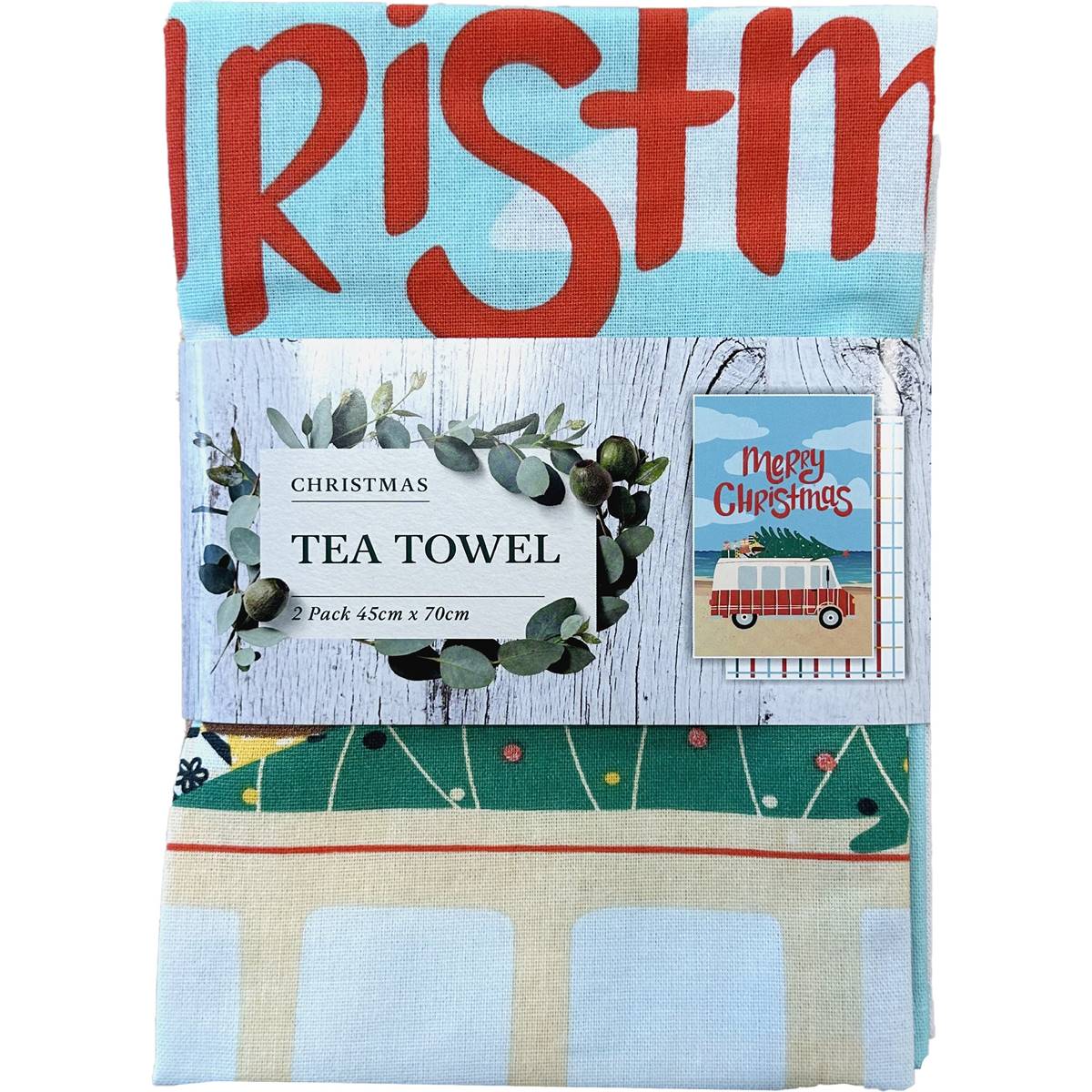 Christmas Printed Tea Towel Car