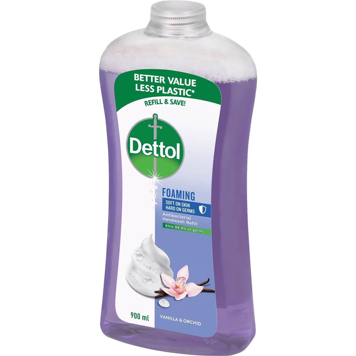 Dettol Antibacterial Foam Hand Wash Soap Refill Vanilla & Orchid 900ml