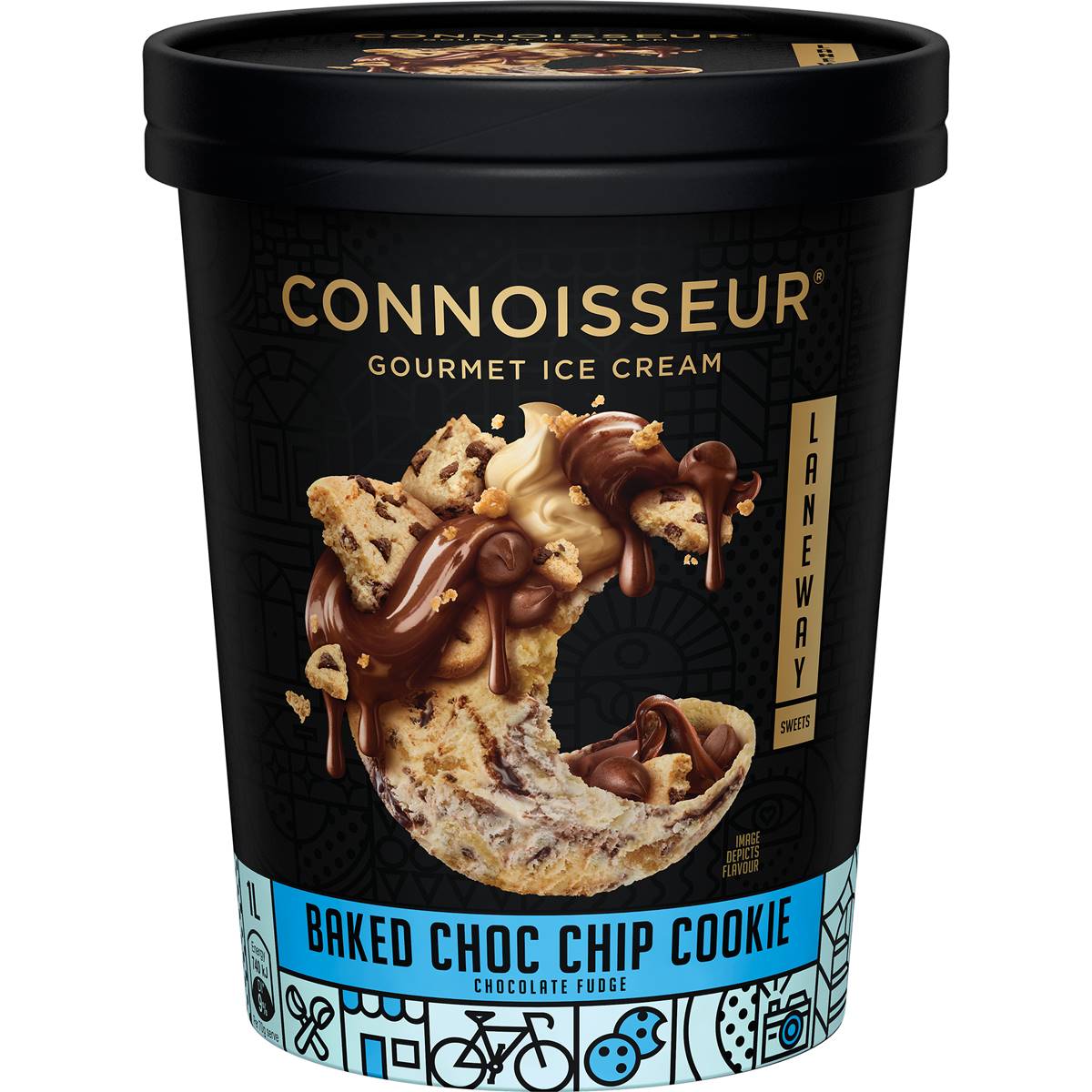 Connoisseur Baked Choc Chip Cookie Chocolate Fudge 1L