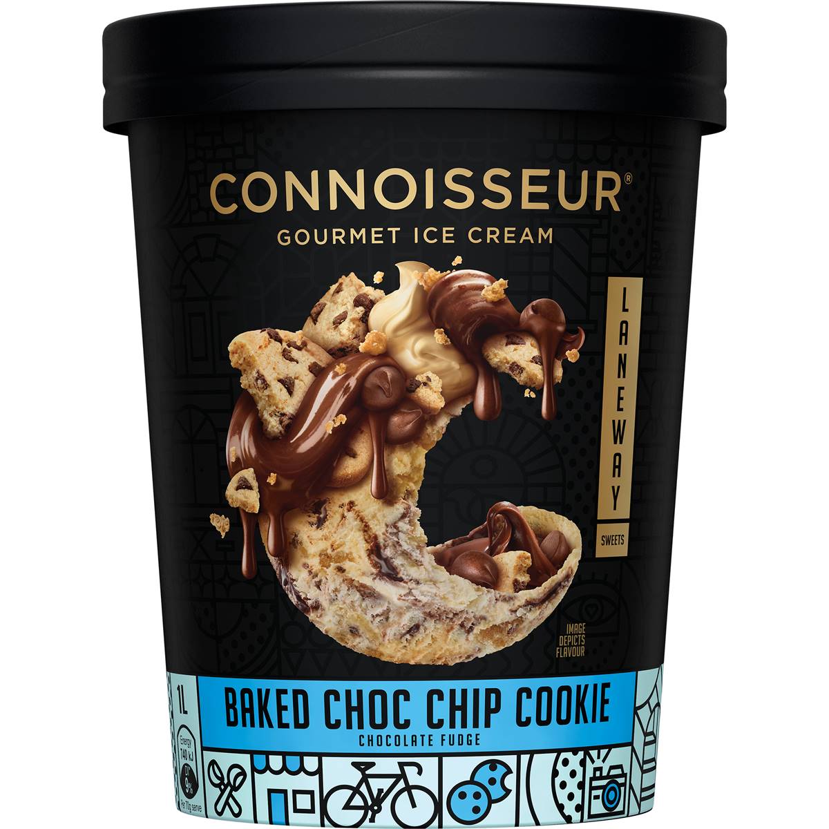 Connoisseur Baked Choc Chip Cookie Chocolate Fudge 1l | Woolworths