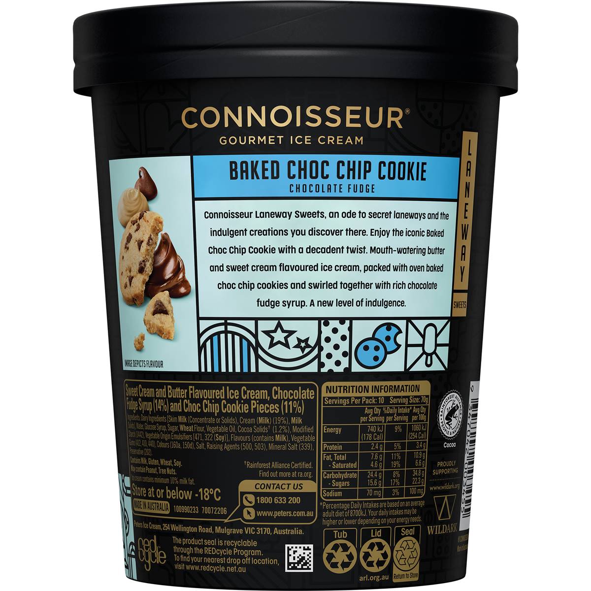 Connoisseur Baked Choc Chip Cookie Chocolate Fudge 1l Woolworths