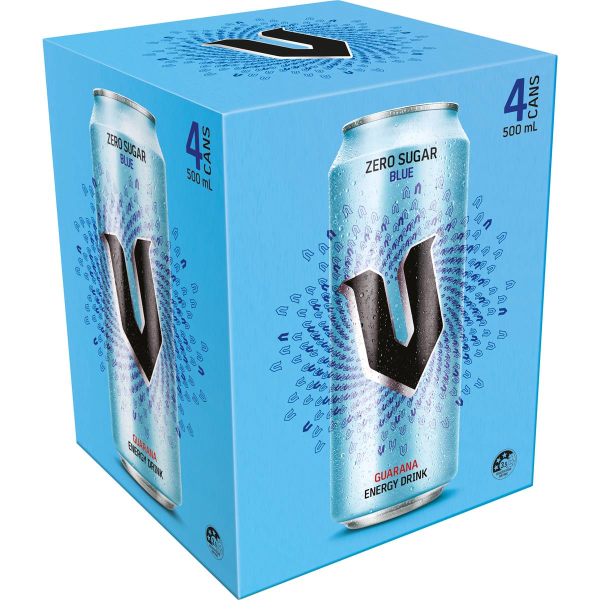 V Energy Sugar Free Drink Blue Can 500ml X 4 Pack | Woolworths