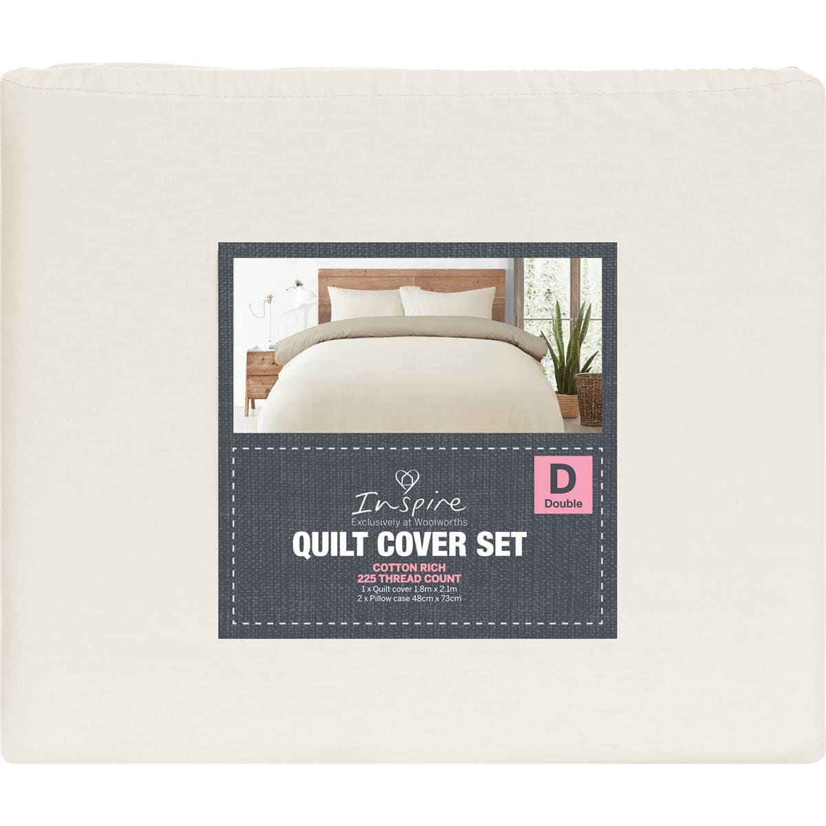 Inspire 225 Thread Count Quilt Cover Set Double Bed Assorted Each