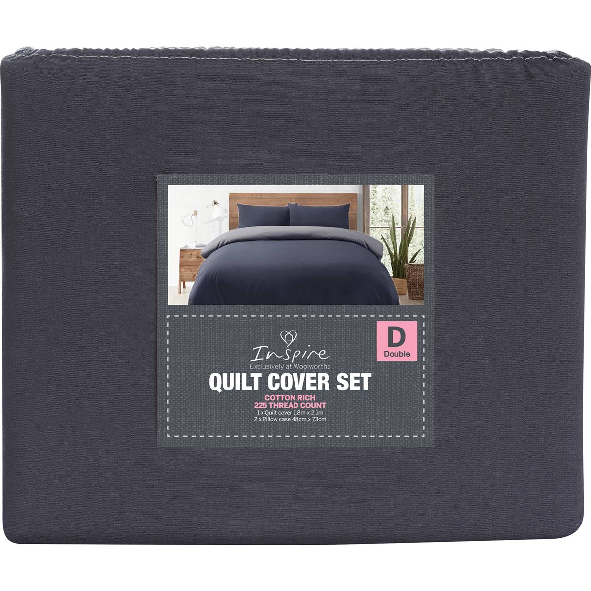 Inspire 225 Thread Count Quilt Cover Set Double Bed Assorted Each