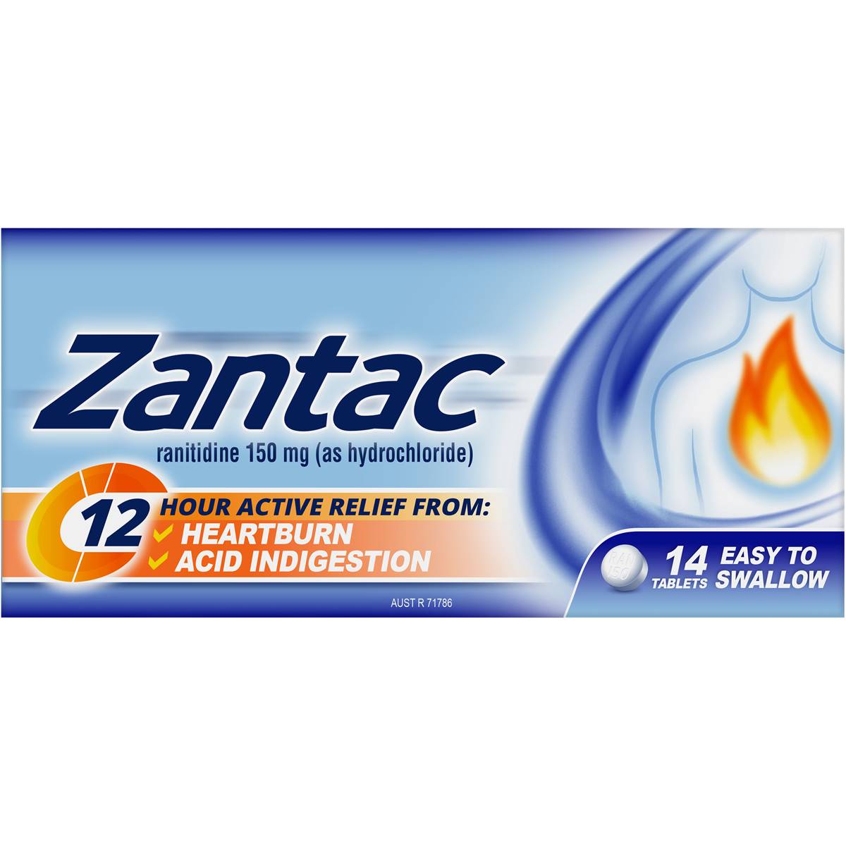 Zantac 12hr Heartburn Relief Tablets 150mg 14pk | Woolworths