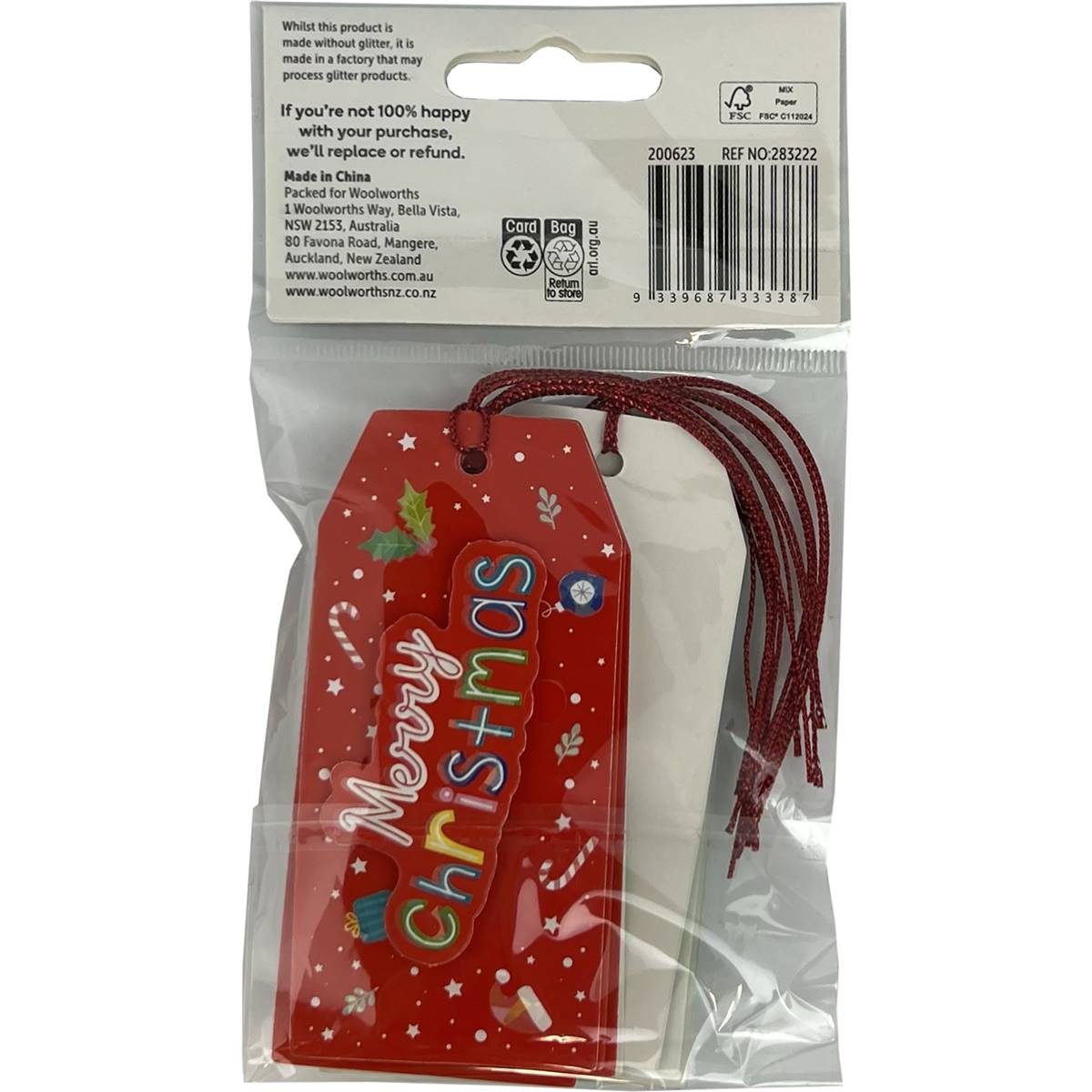 Christmas Premium Tags Merry Luggage 8 Pack Woolworths