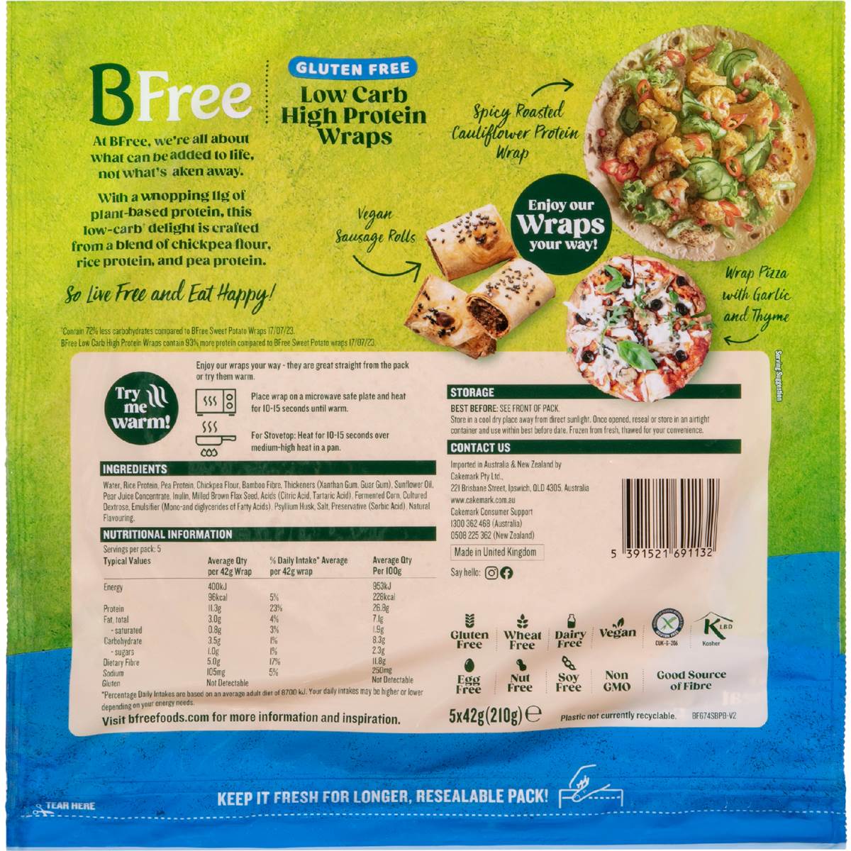 Bfree Low Carb High Protein Wraps 5 Pack Woolworths