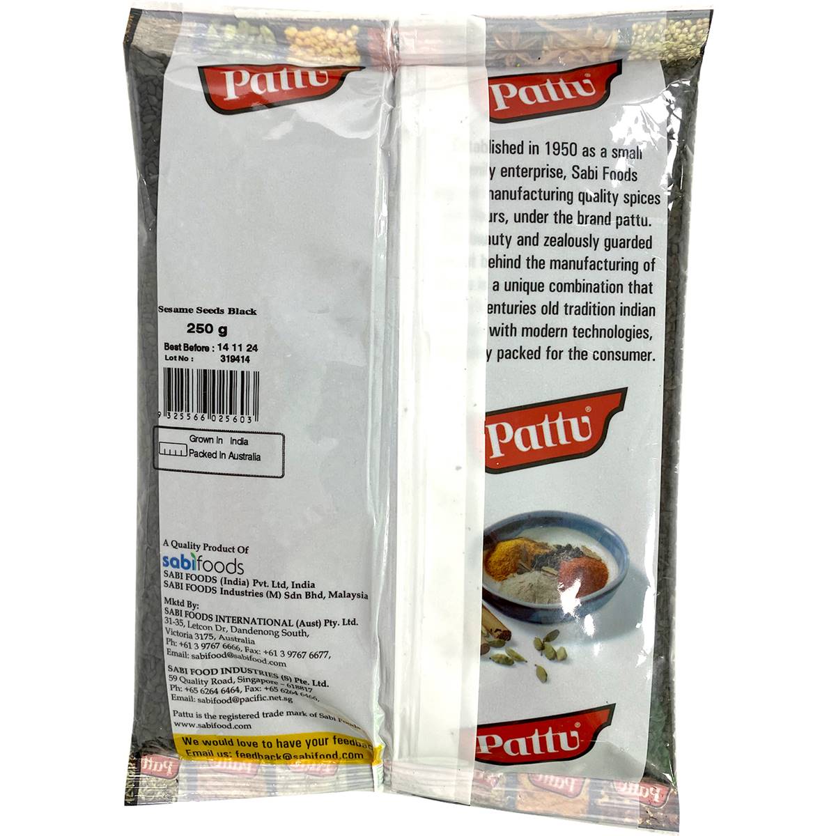 Pattu Sesame Seeds Black 250g Woolworths