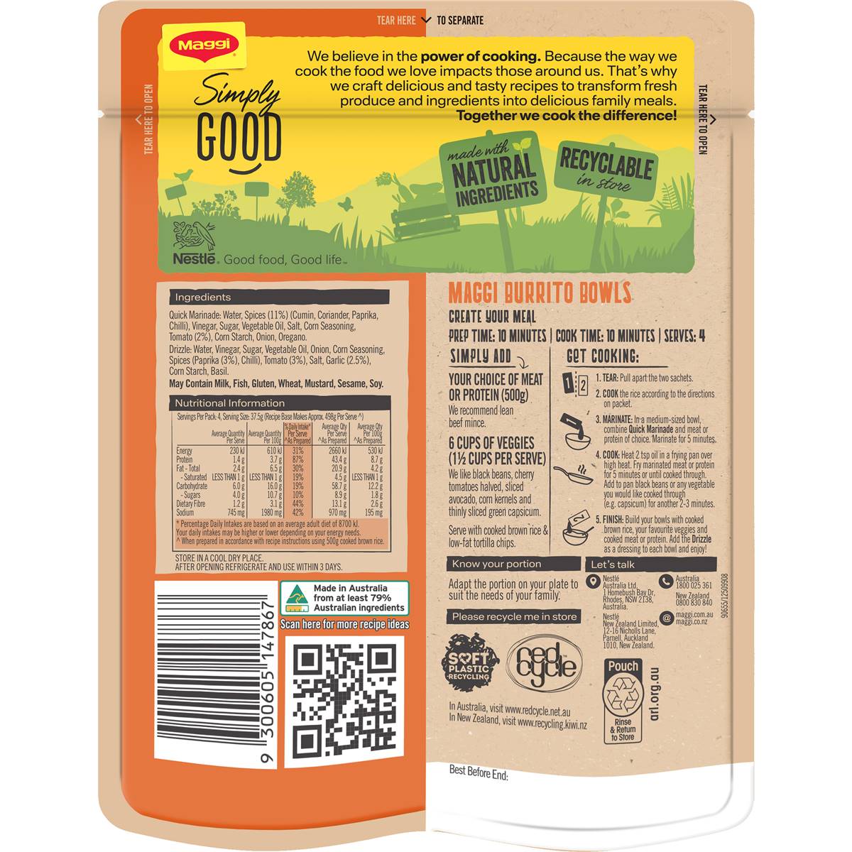 Maggi Bowl Meals Mexican Style Burrito Bowl 150g Woolworths