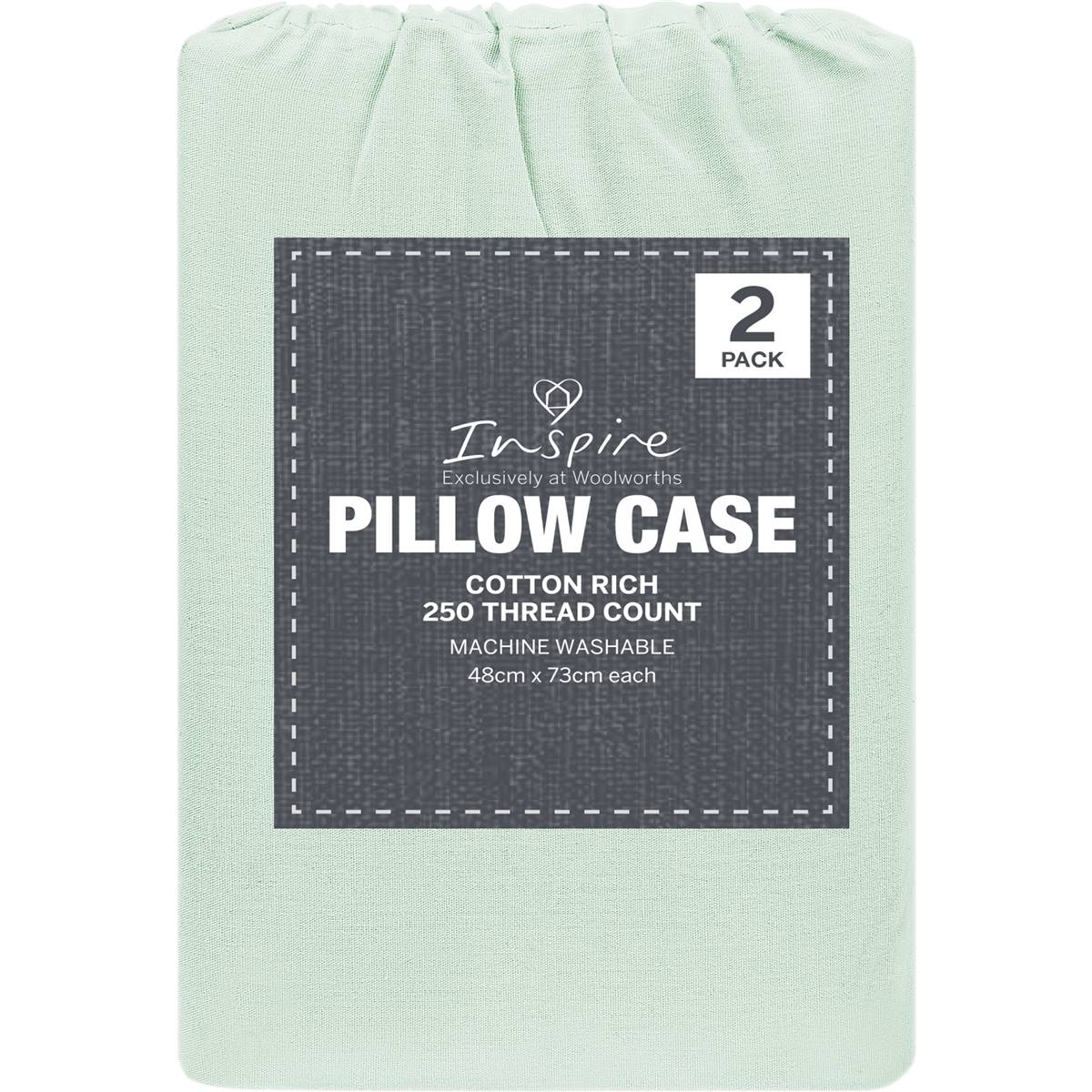 Inspire 250 Thread Count Cotton Pillowcases Assorted 2 Pack Woolworths