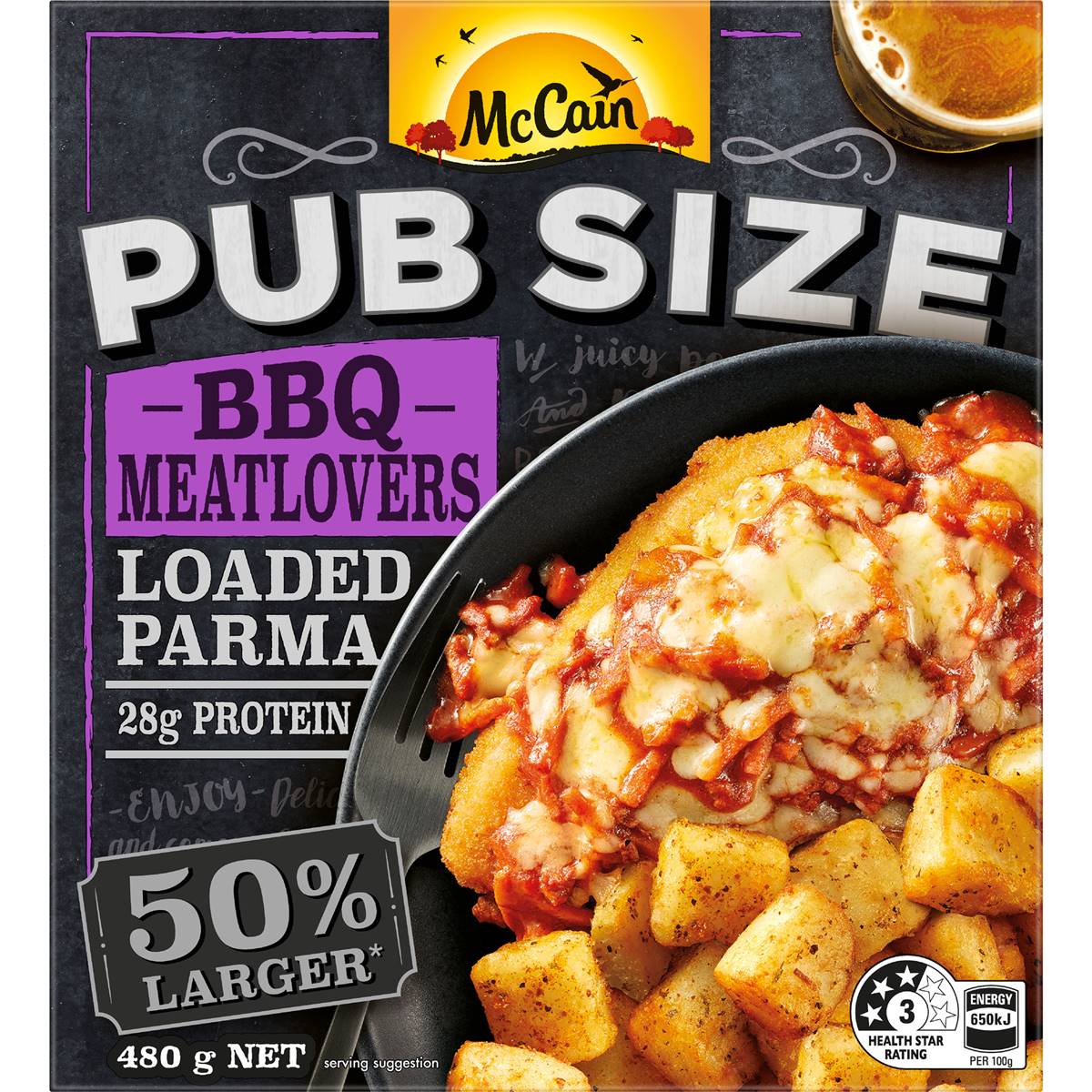Mccain Pub Size Bbq Meatlovers Loaded Parma 480g Woolworths