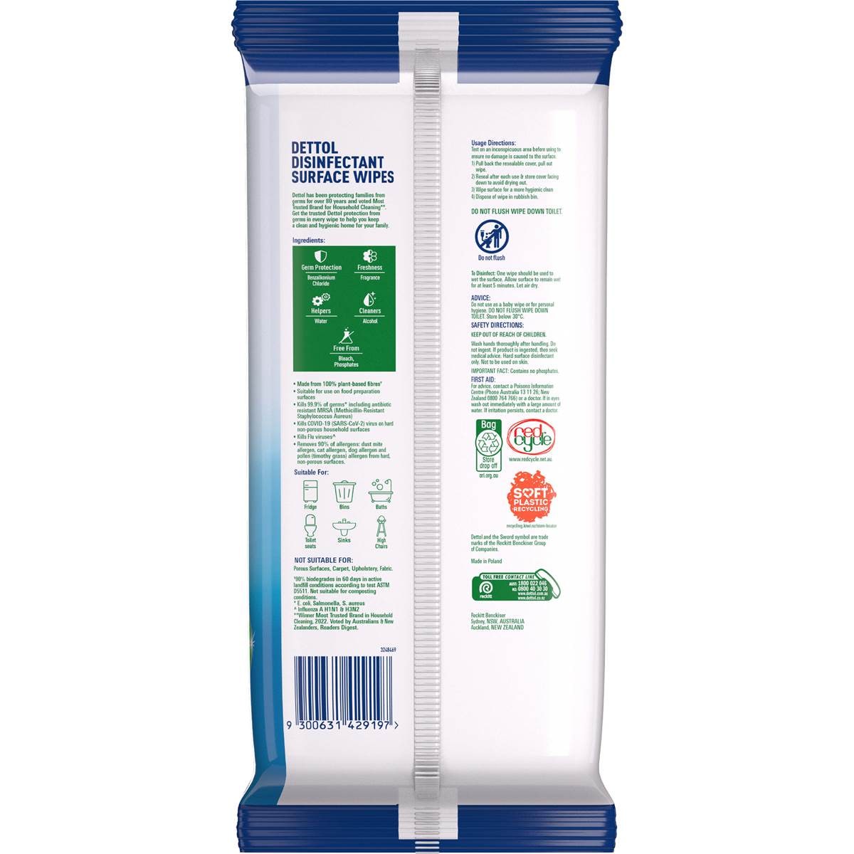 Dettol Multipurpose Disinfectant Cleaning Wipes Fresh 110 Pack Woolworths