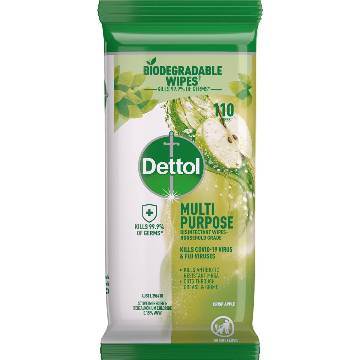 Dettol Multipurpose Disinfectant Cleaning Wipes Apple 110 Pack Woolworths