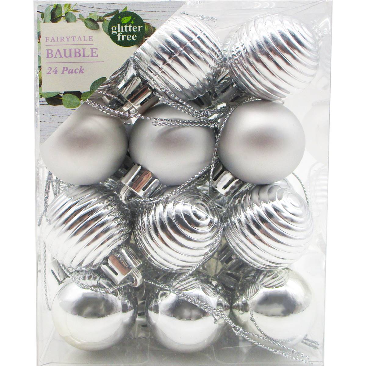 Christmas Baubles 30mm Silver 