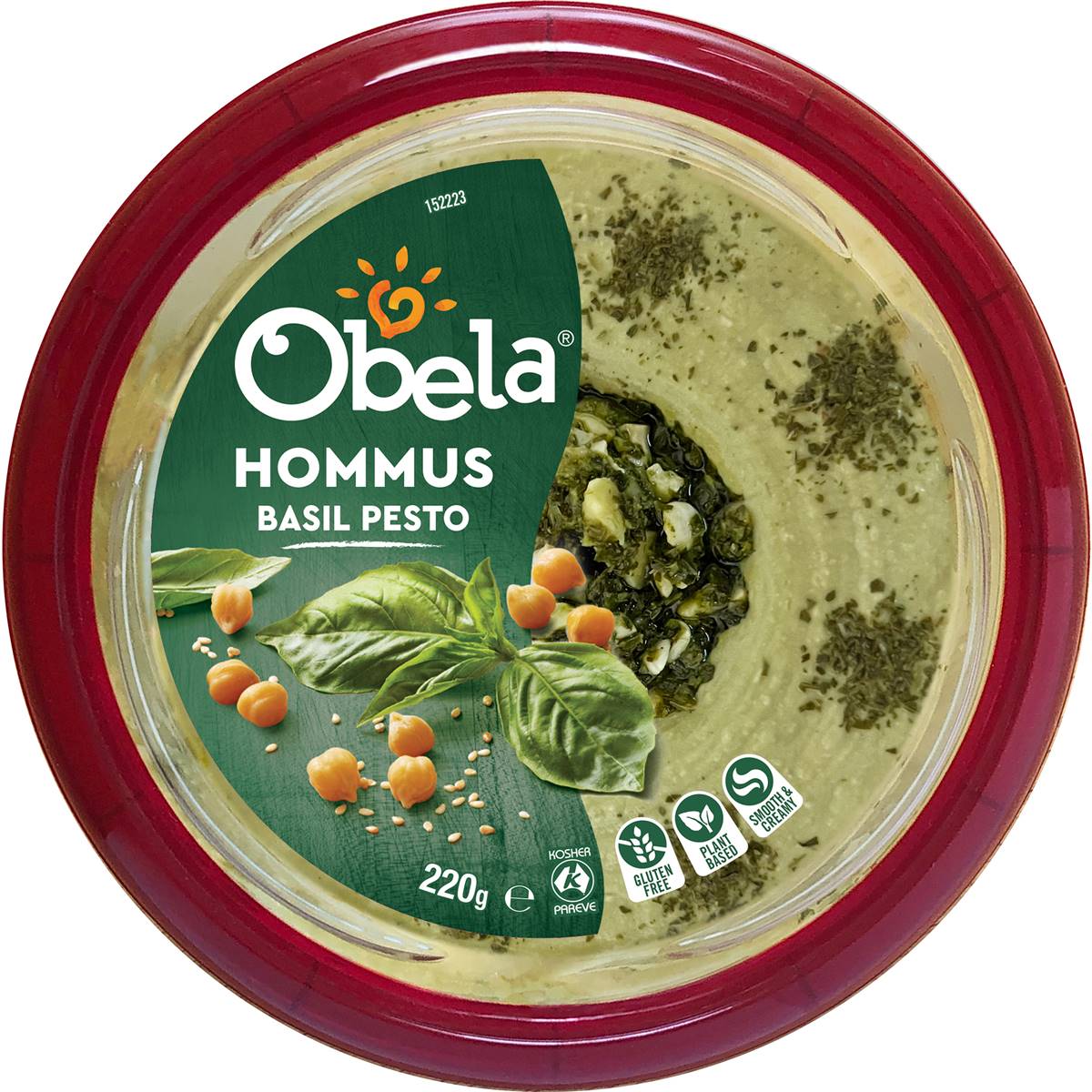Obela Hommus Garnished Basil Pesto 220g Woolworths