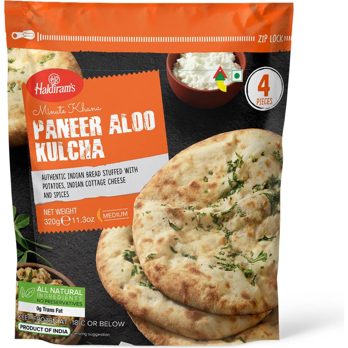 Haldiram's Paneer Aloo Kulcha 4 Pack Woolworths