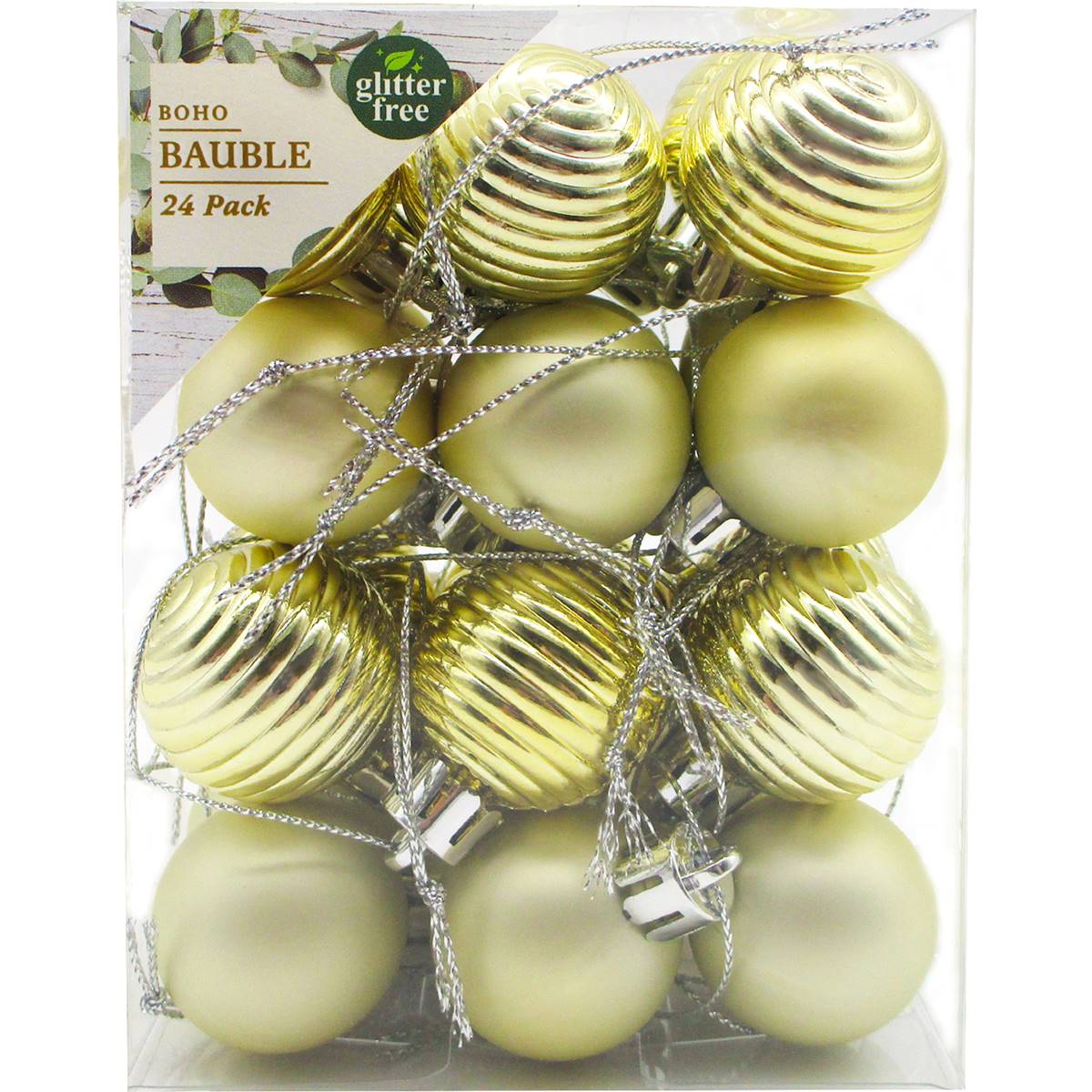 Christmas Baubles 30mm Light Gold 24 Pack | Woolworths