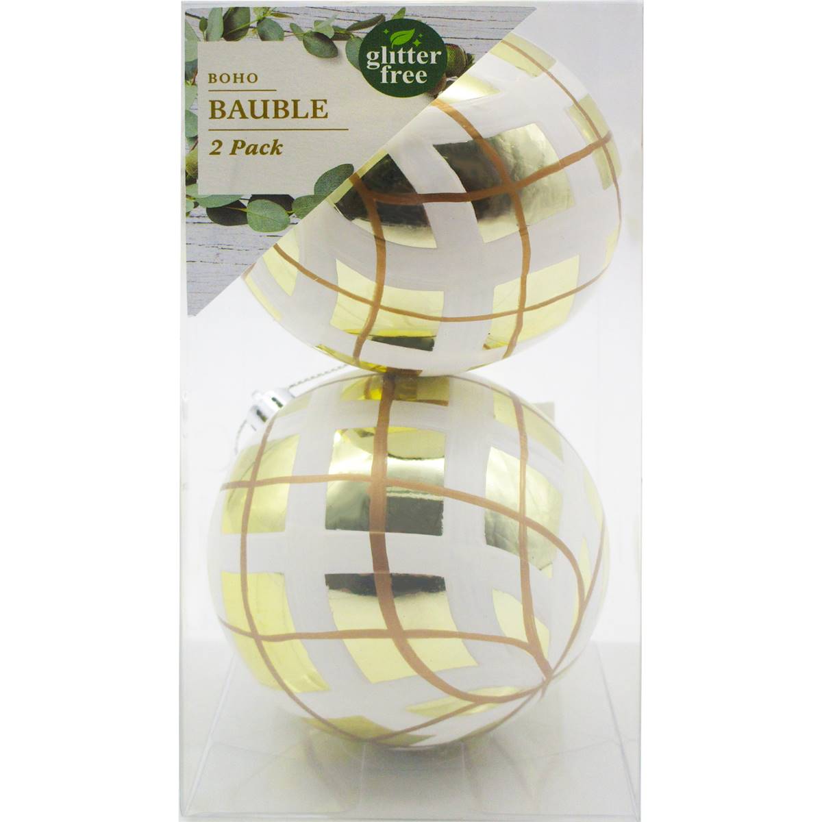 Christmas Baubles Gold Stripe 2 Pack Woolworths