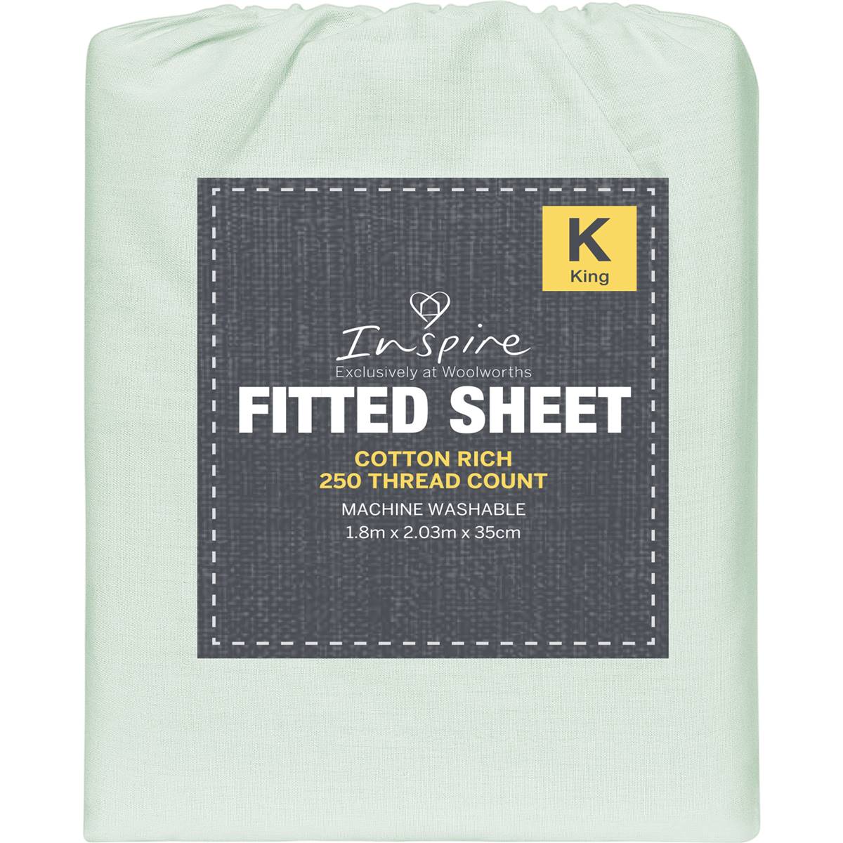 Inspire 250 Thread Count Cotton Fitted Sheet King Bed Assorted Each