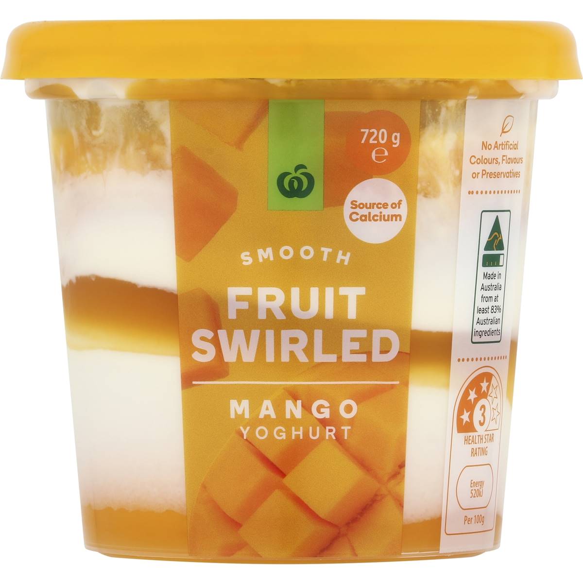 Woolworths Fruit Swirled Mango Yoghurt 720g | Woolworths