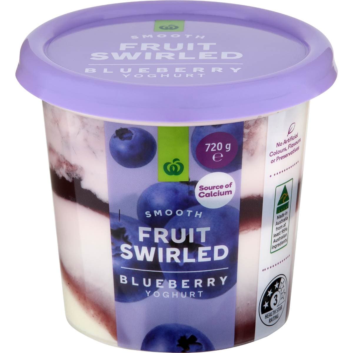 Woolworths Fruit Swirled Blueberry Yoghurt 720g Woolworths