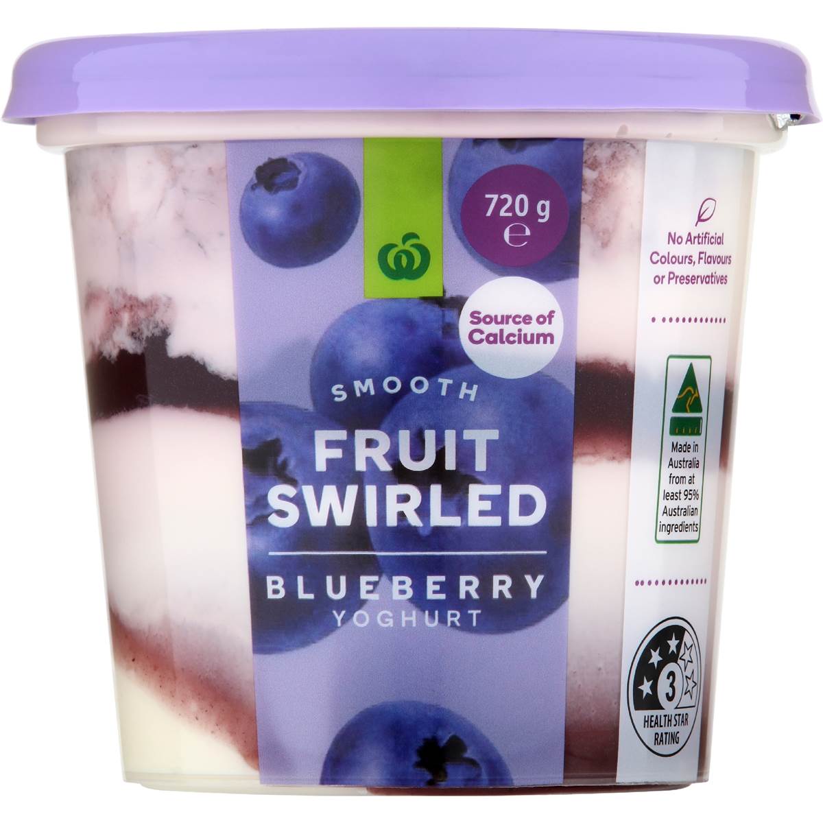 Woolworths Fruit Swirled Blueberry Yoghurt 720g Woolworths