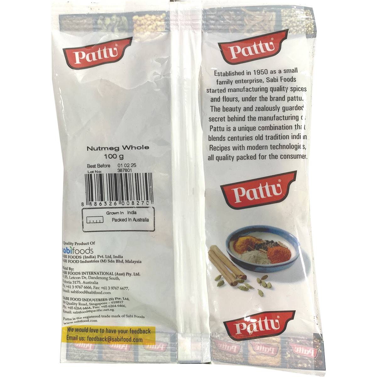Pattu Nutmeg Whole 100g Woolworths