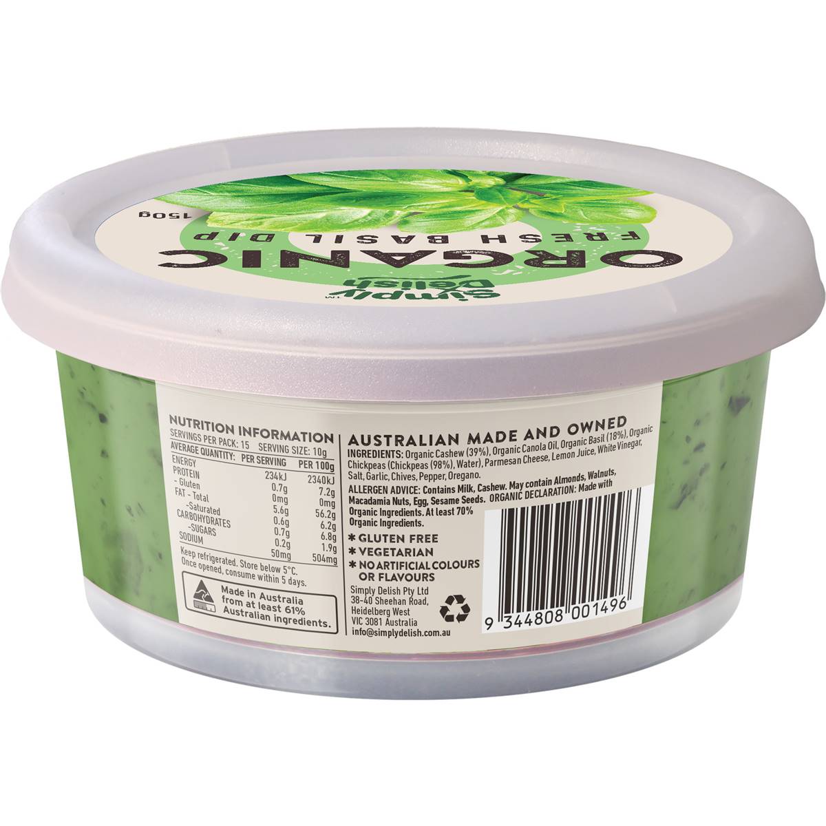 Simplydelish Organic Basil Pesto 150g Woolworths