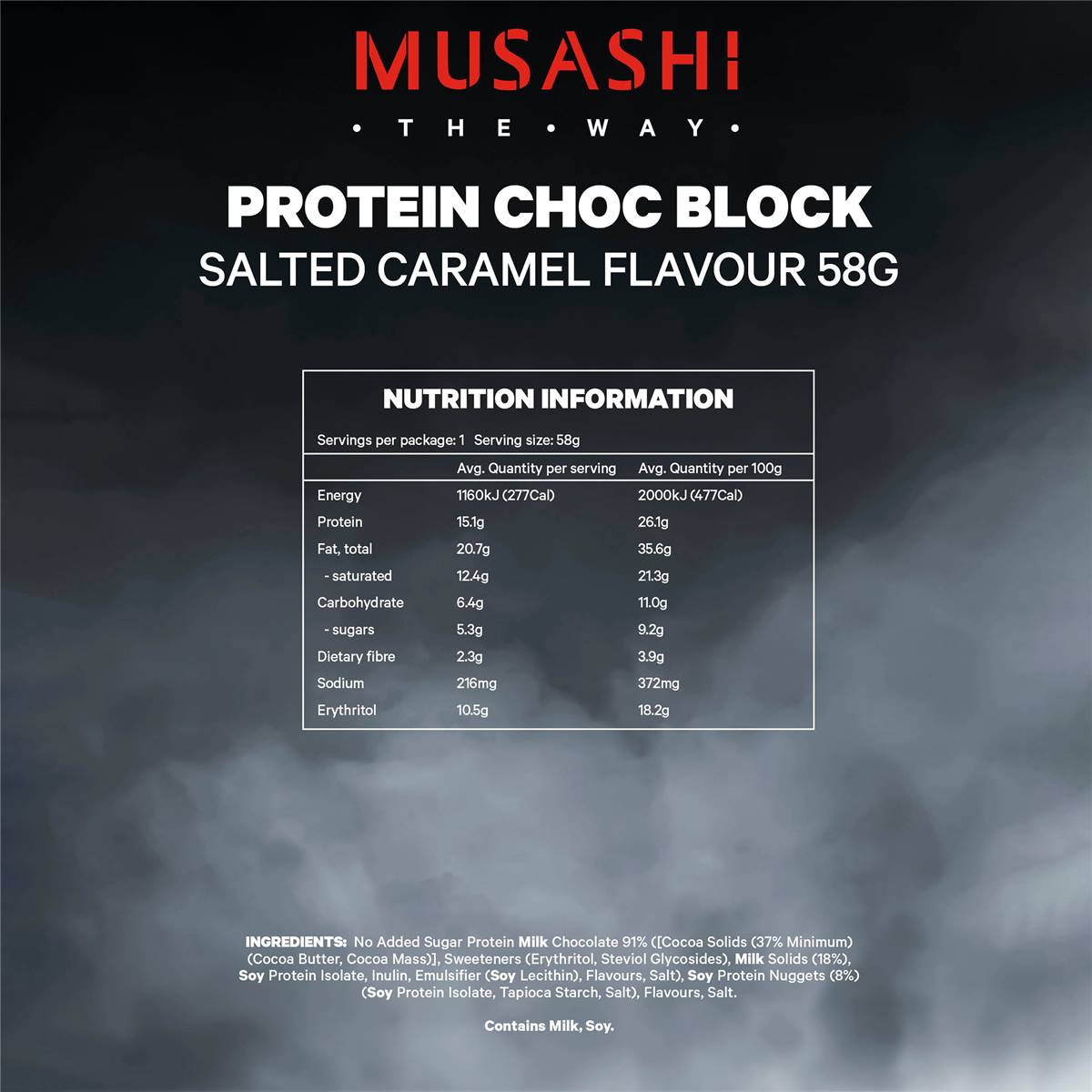 Musashi Protein Slab Salted Caramel 58g Woolworths