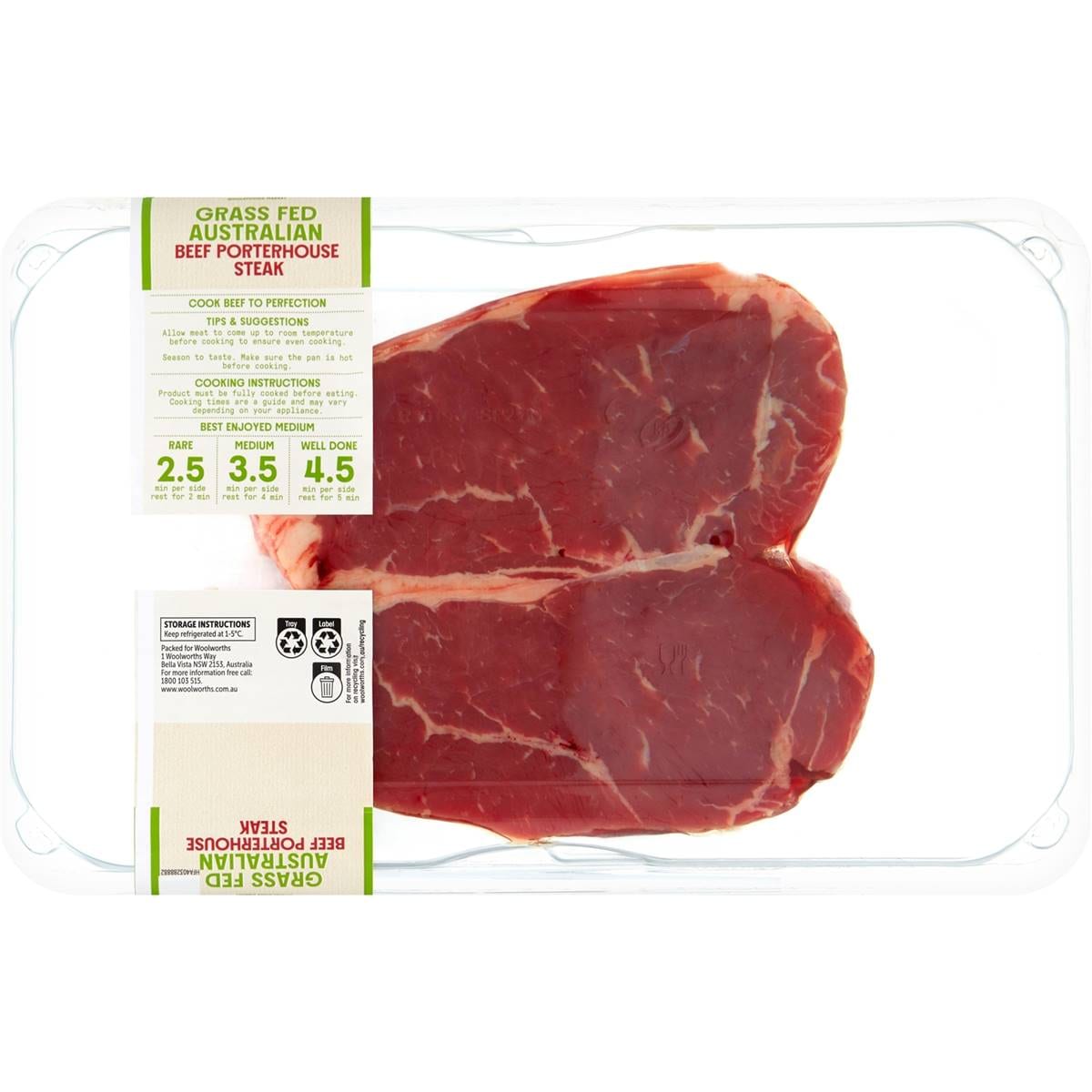 Macro Grass Fed Beef Porterhouse Steaks 2 Pack 400g Woolworths