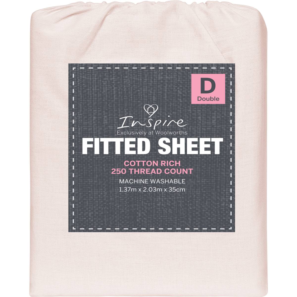 Inspire 250 Thread Count Double Cotton Fitted Sheet Assorted