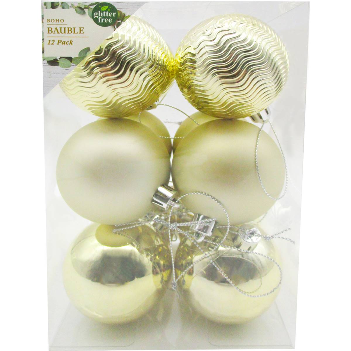 Christmas Baubles 60mm Light Gold 12 Pack | Woolworths