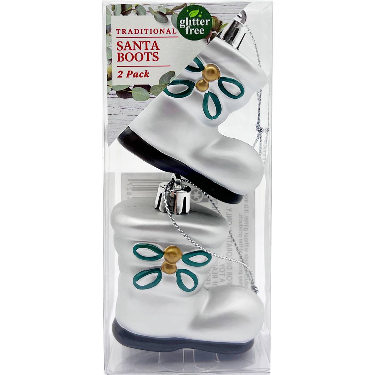 Christmas Traditional Santa Boots Decoration Silver