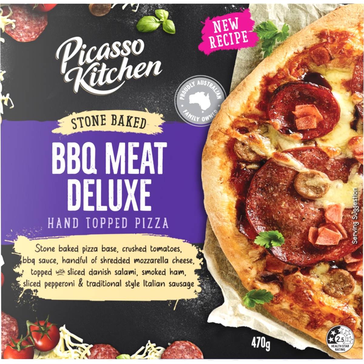 Picasso Kitchen Stone Baked Pizza Bbq Meat Deluxe 470g Woolworths