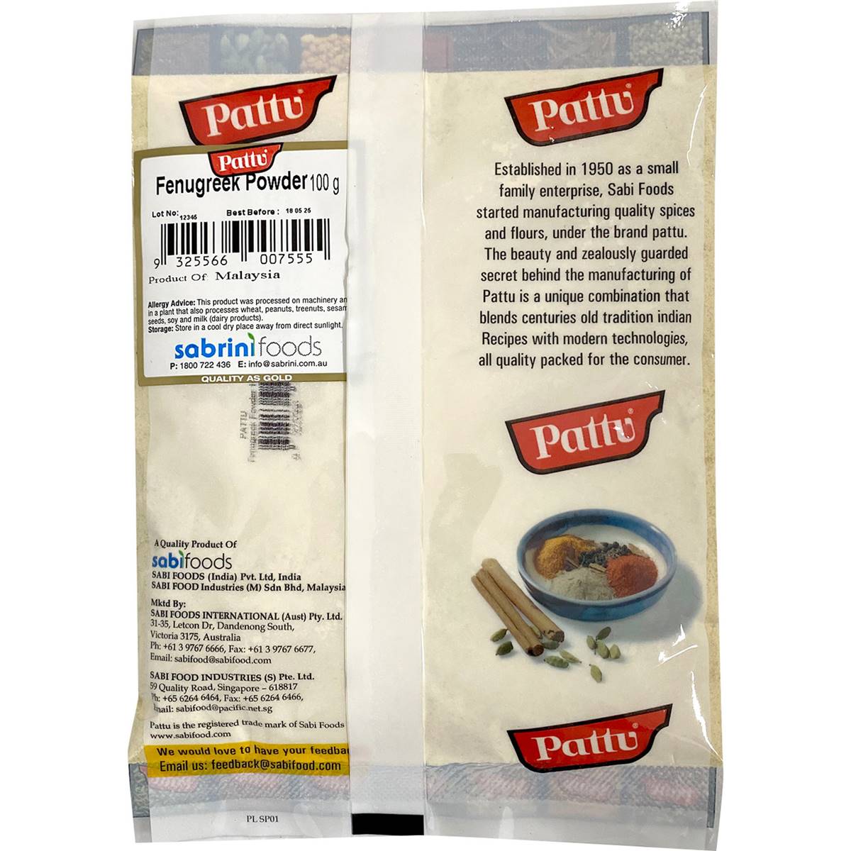 Pattu Fenugreek Powder 100g Woolworths