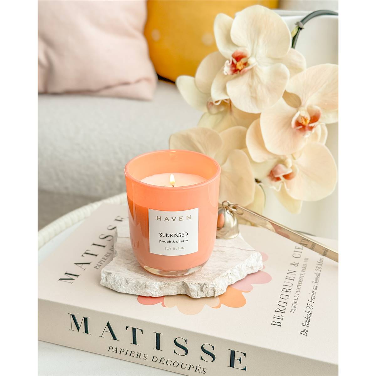 Haven Sunkissed Peach & Cherry Soy Blend Candle | Woolworths