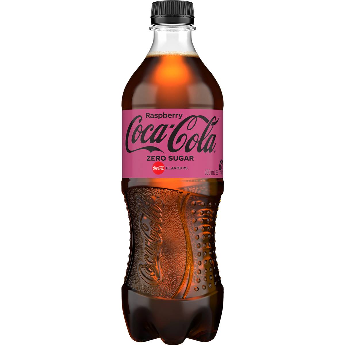 Coca Cola Raspberry Zero Sugar Soft Drink Bottle 600ml Woolworths