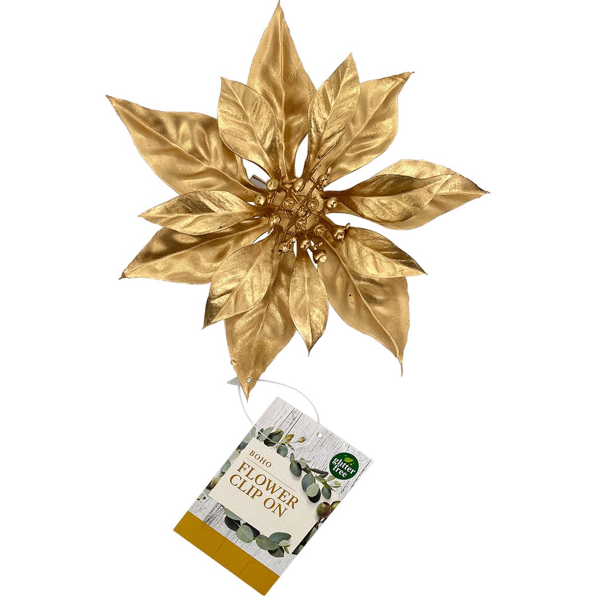 Christmas Decoration Clip On Flower Gold Each Woolworths