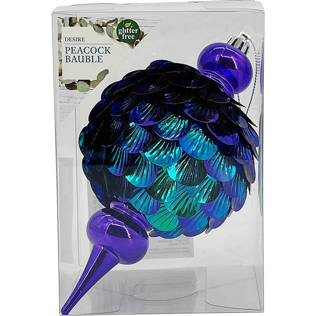 Christmas Decoration Peacock Bauble Purple